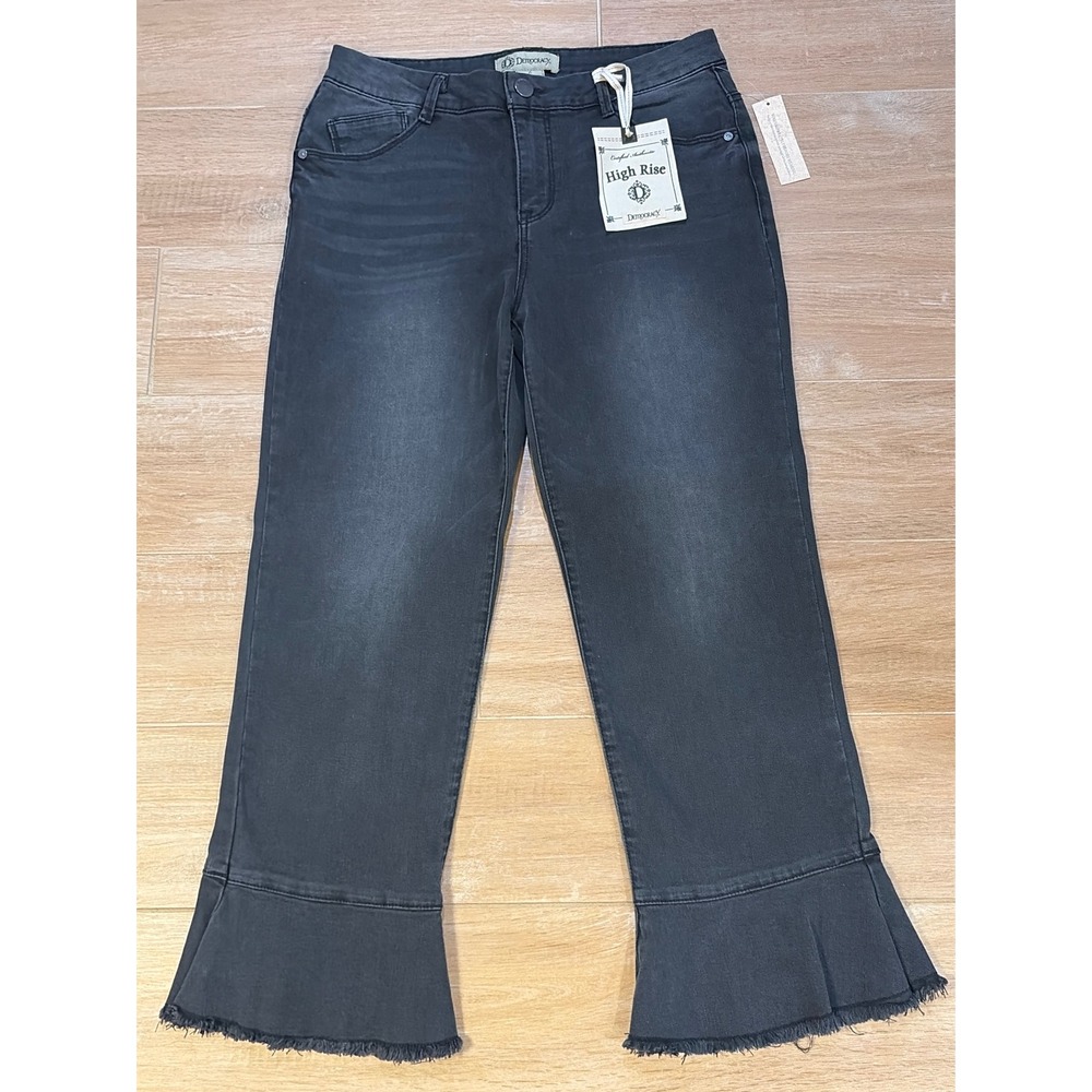 Democracy High Rise Ruffle Hem Jeans Faded Black Curve‎ Equality Size 6